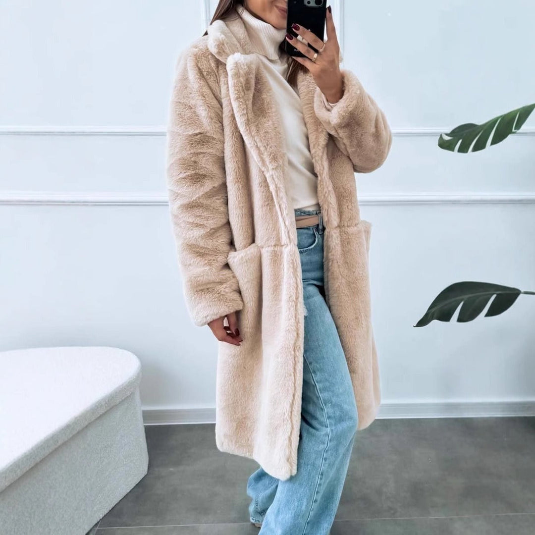 Manteau Long Femme Oversized avec Poches Avant 1