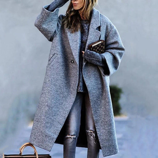 Manteau Long Femme en Laine Mélangée Oversized 2