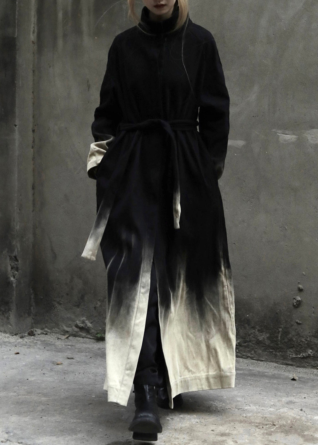 Manteau Long en Denim à Manches Longues avec Poches 1