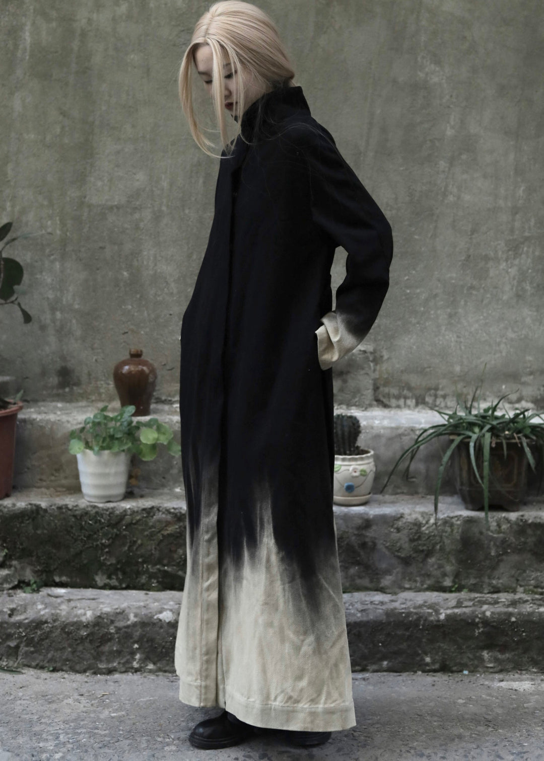 Manteau Long en Denim à Manches Longues avec Poches 3