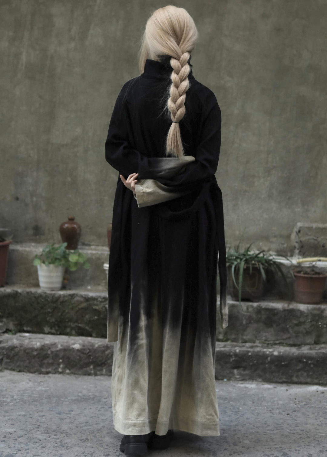 Manteau Long en Denim à Manches Longues avec Poches 4