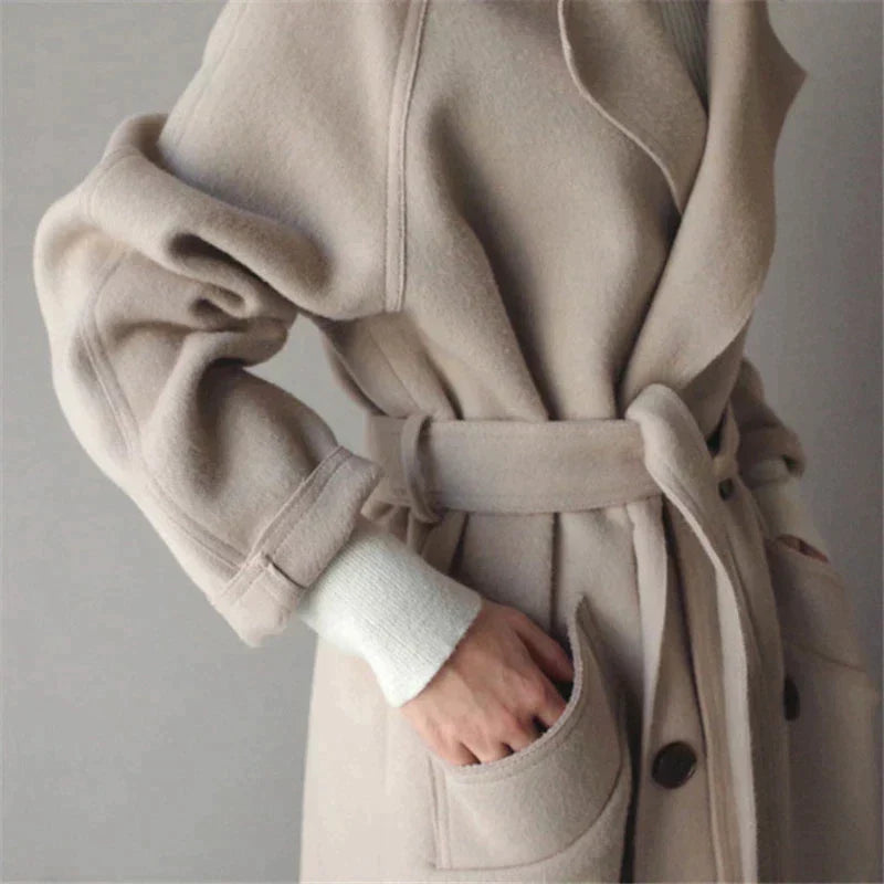 Manteau Long en Laine pour Femmes Élégant 2