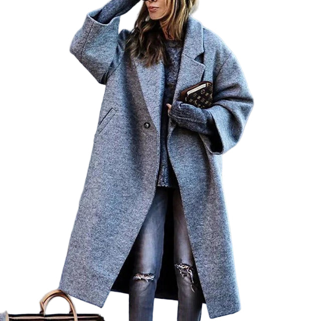 Manteau Long pour Femmes en Laine Mélangée à Coupe Oversized 0