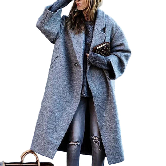 Manteau Long pour Femmes en Laine Mélangée à Coupe Oversized 0
