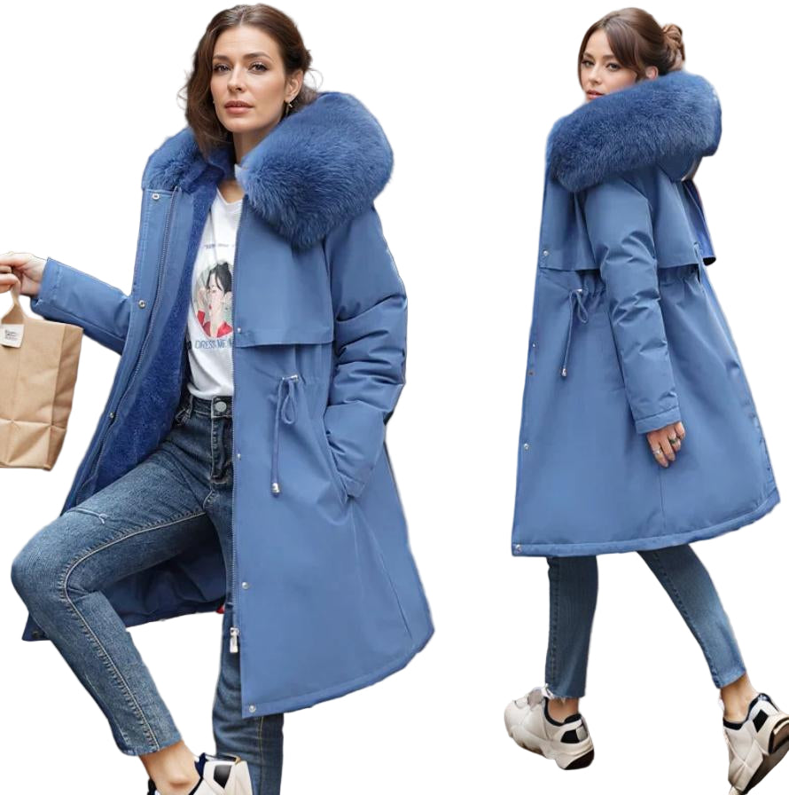 Manteau Matelassé Femme à Capuche en Fourrure Synthétique 0