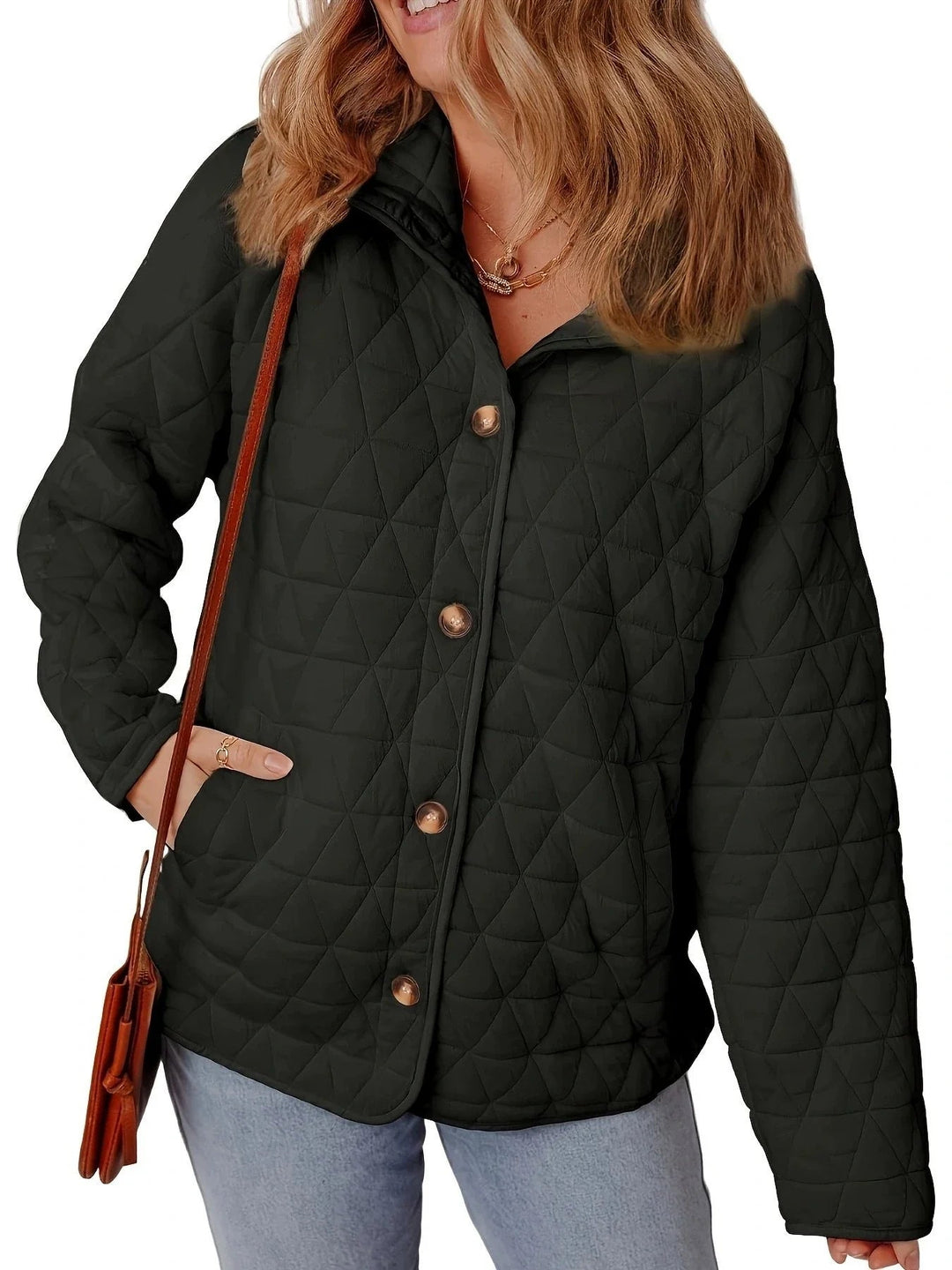Manteau Matelassé Femme en Coton à Boutons - Coupe Oversize 0