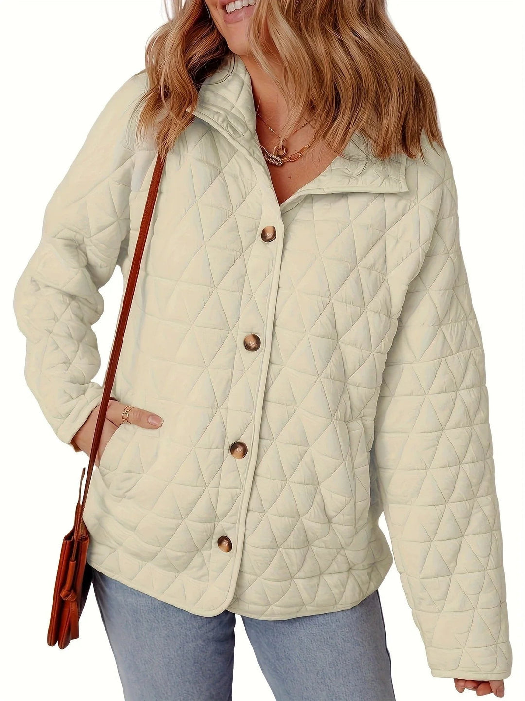 Manteau Matelassé Femme en Coton à Boutons - Coupe Oversize 1