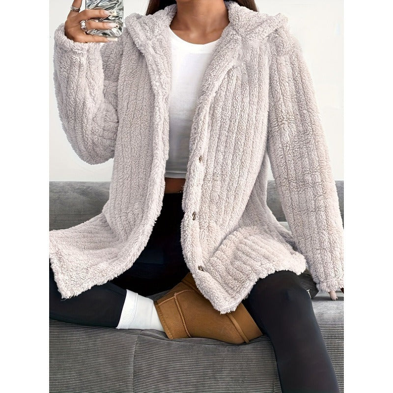 Manteau Oversized pour Femmes avec Texture Ribbed et Capuche 1