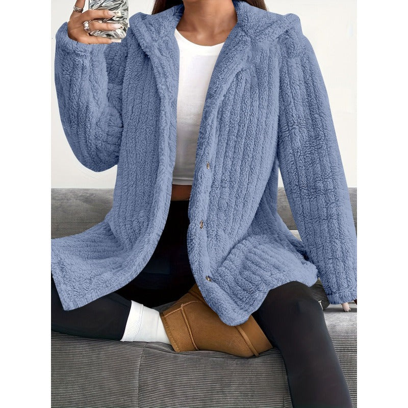 Manteau Oversized pour Femmes avec Texture Ribbed et Capuche 2