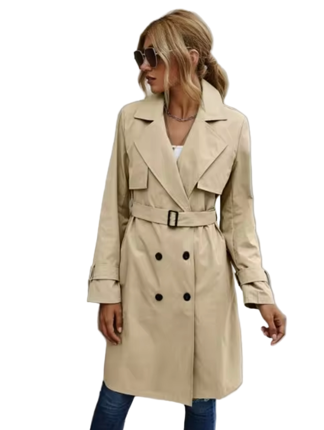Manteau Trench Femme Classique à Double Boutonnage 0