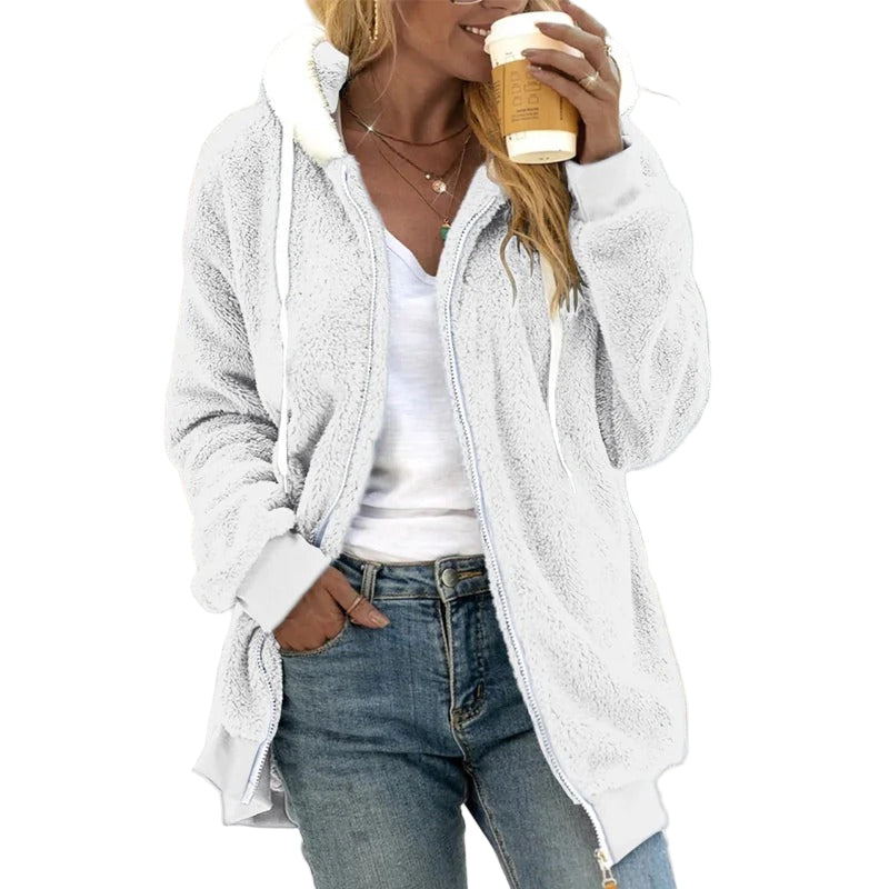 Manteau à Capuche Femme en Fausse Fourrure Oversize 0