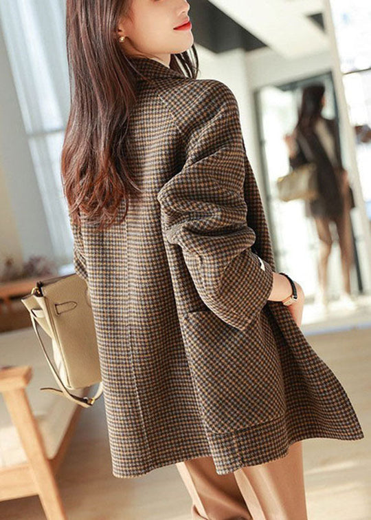 Manteau à Carreaux Chic avec Poches Crantées pour Femme 3