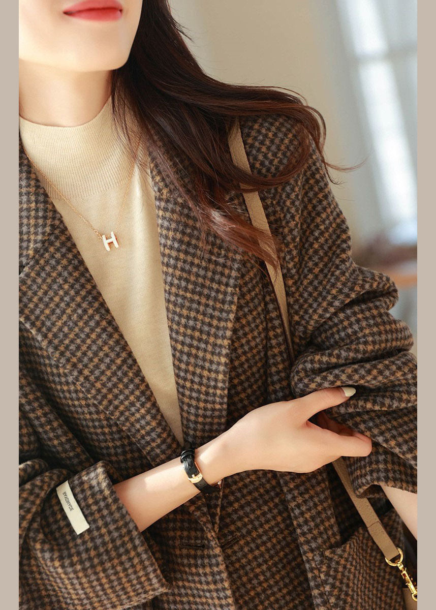 Manteau à Carreaux Chic avec Poches Crantées pour Femme 4