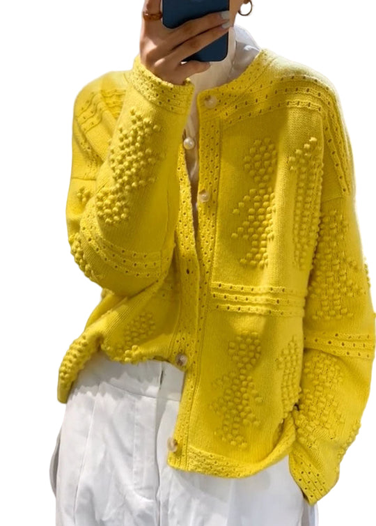 Manteau d'Automne Jaune à Col Rond 0