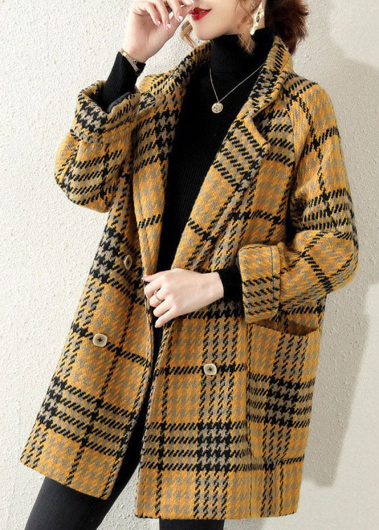 Manteau d'hiver à carreaux pour femmes avec col Peter Pan 1