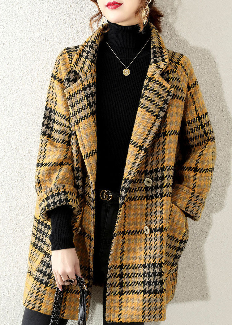 Manteau d'hiver à carreaux pour femmes avec col Peter Pan 2