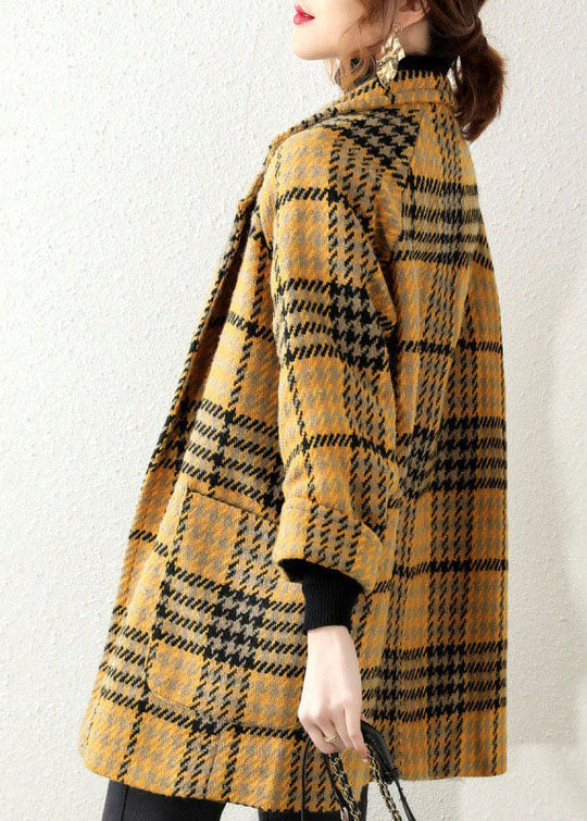 Manteau d'hiver à carreaux pour femmes avec col Peter Pan 3
