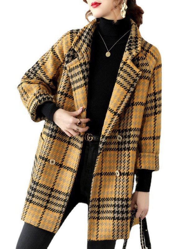 Manteau d'hiver à carreaux pour femmes avec col Peter Pan 4