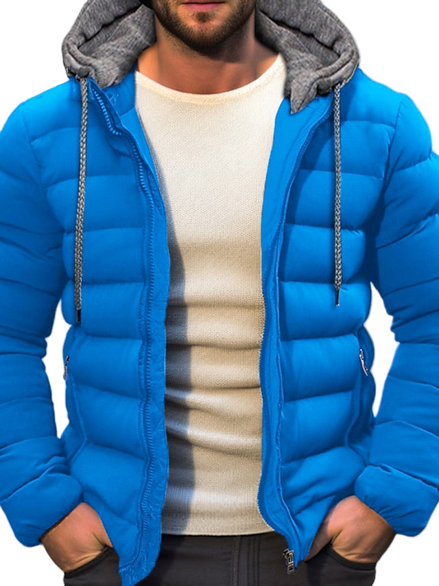 Manteau d'hiver léger pour homme avec capuche zippée 0