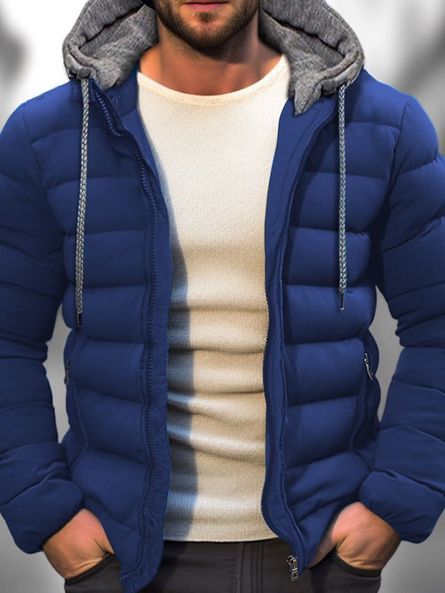 Manteau d'hiver léger pour homme avec capuche zippée 1