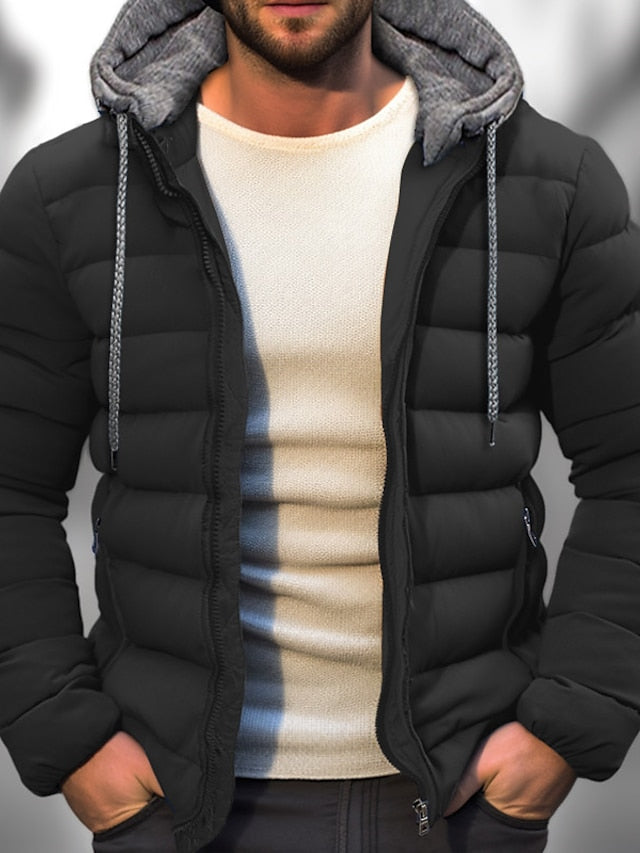 Manteau d'hiver léger pour homme avec capuche zippée 2