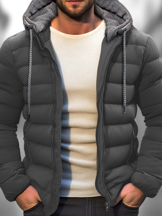 Manteau d'hiver léger pour homme avec capuche zippée 3