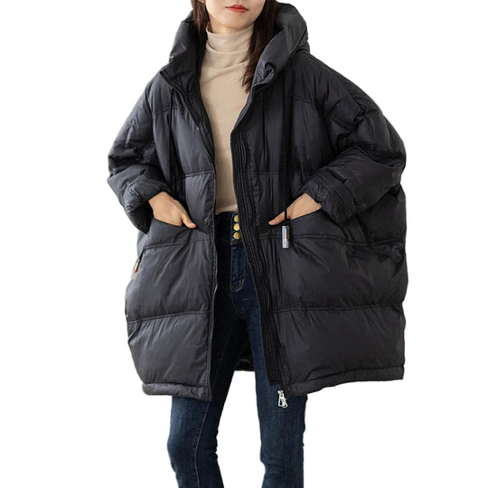 Manteau d'hiver pour femmes avec capuche et cordon de serrage 0