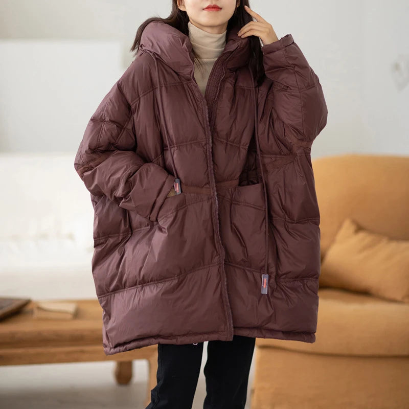 Manteau d'hiver pour femmes avec capuche et cordon de serrage 3