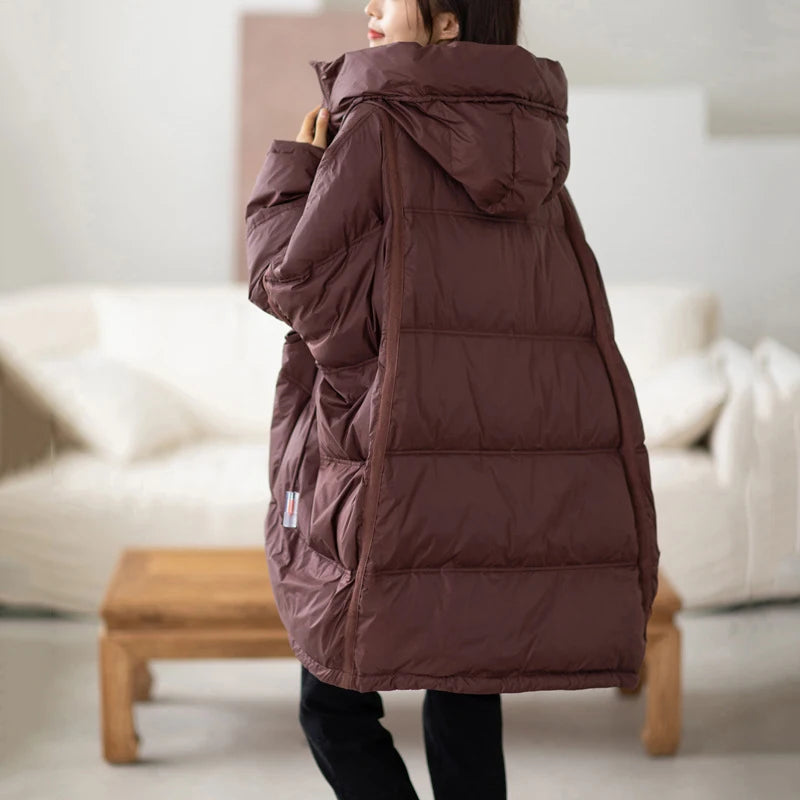 Manteau d'hiver pour femmes avec capuche et cordon de serrage 5