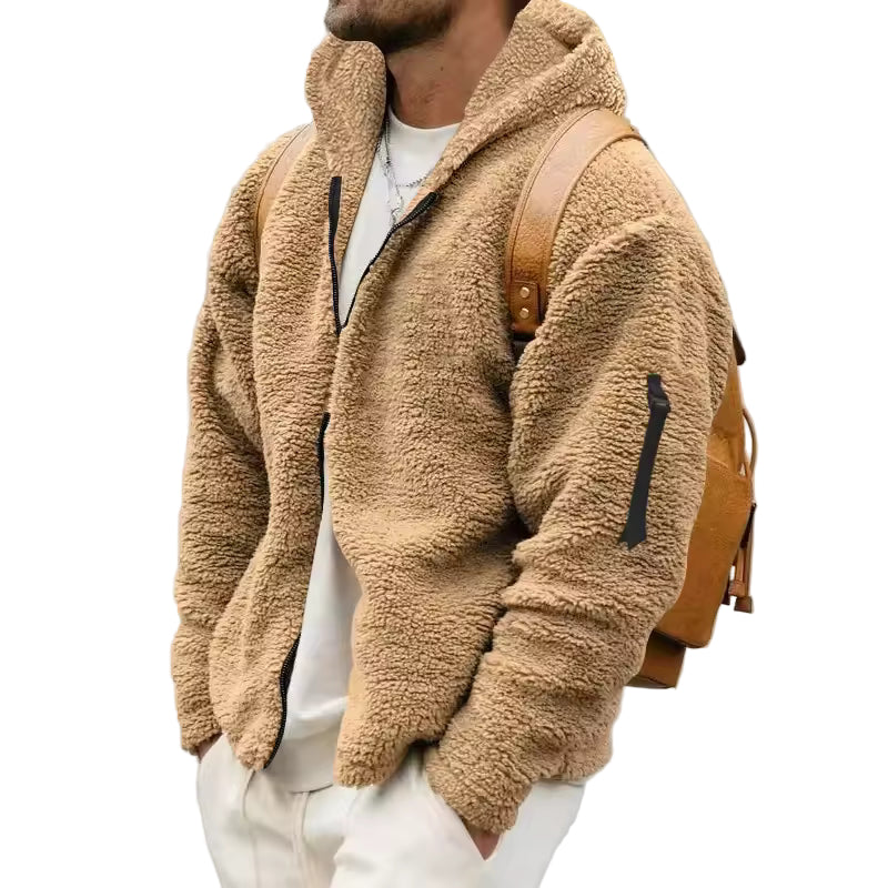 Manteau en Fleece pour Hommes à Capuche et Coupe Oversize 0