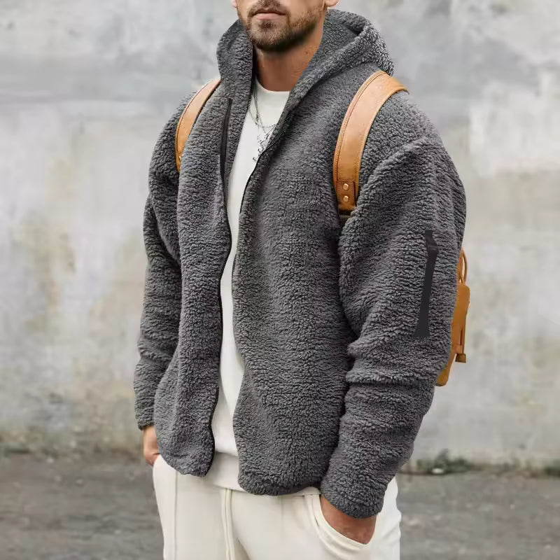 Manteau en Fleece pour Hommes à Capuche et Coupe Oversize 3