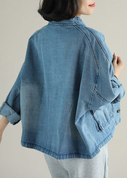 Manteau en Jean Femme Col Montant avec Poches 3