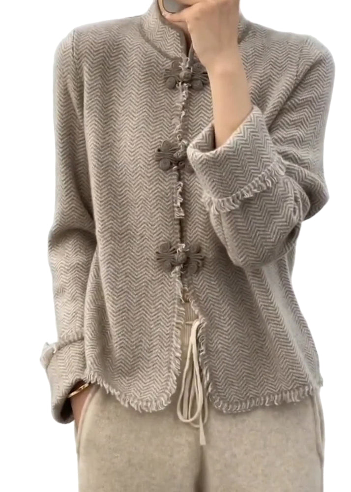 Manteau en tricot à col montant pour femmes 0