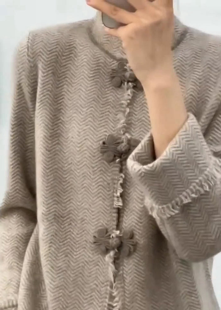 Manteau en tricot à col montant pour femmes 1