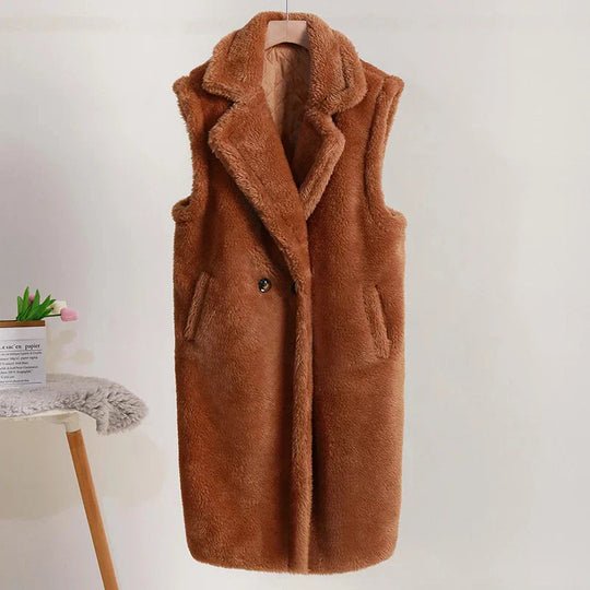Manteau sans manches pour femmes en peluche - Coupe oversize 1