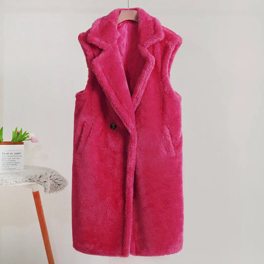 Manteau sans manches pour femmes en peluche - Coupe oversize 2