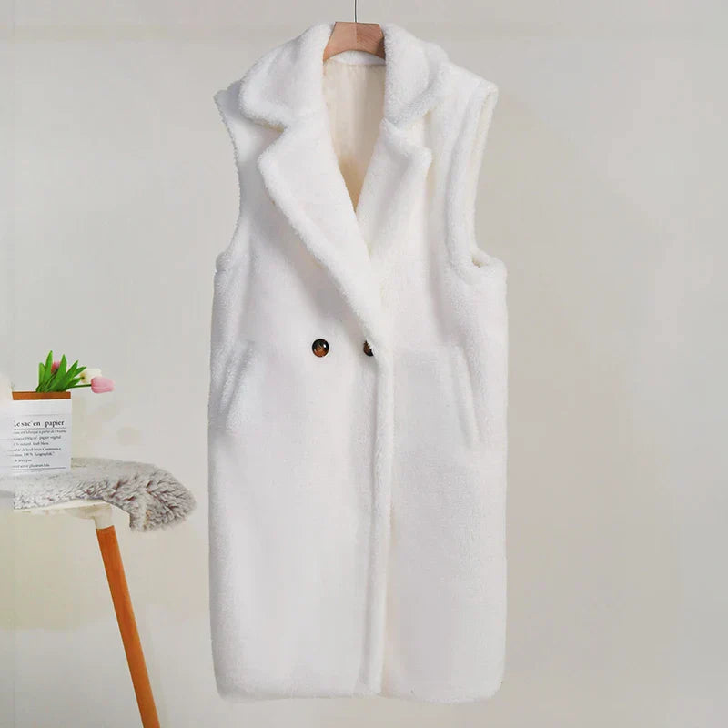 Manteau sans manches pour femmes en peluche - Coupe oversize 3