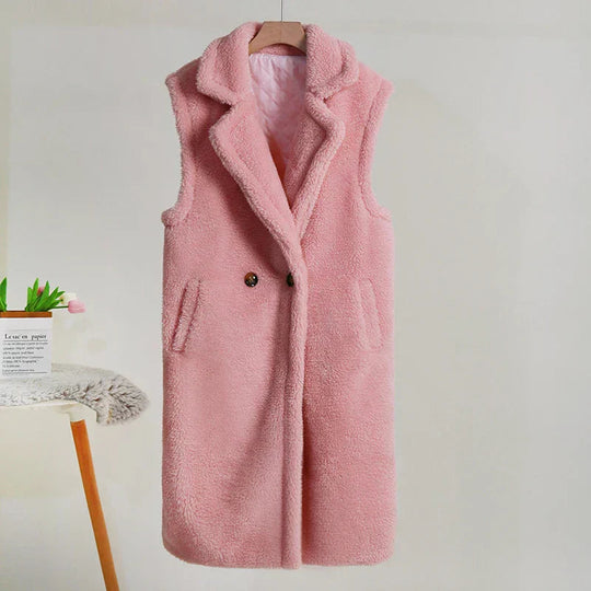Manteau sans manches pour femmes en peluche - Coupe oversize 4