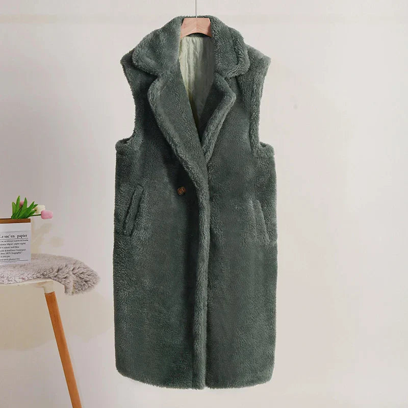 Manteau sans manches pour femmes en peluche - Coupe oversize 5