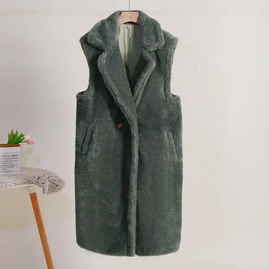 Manteau sans manches pour femmes en peluche - Coupe oversize 5