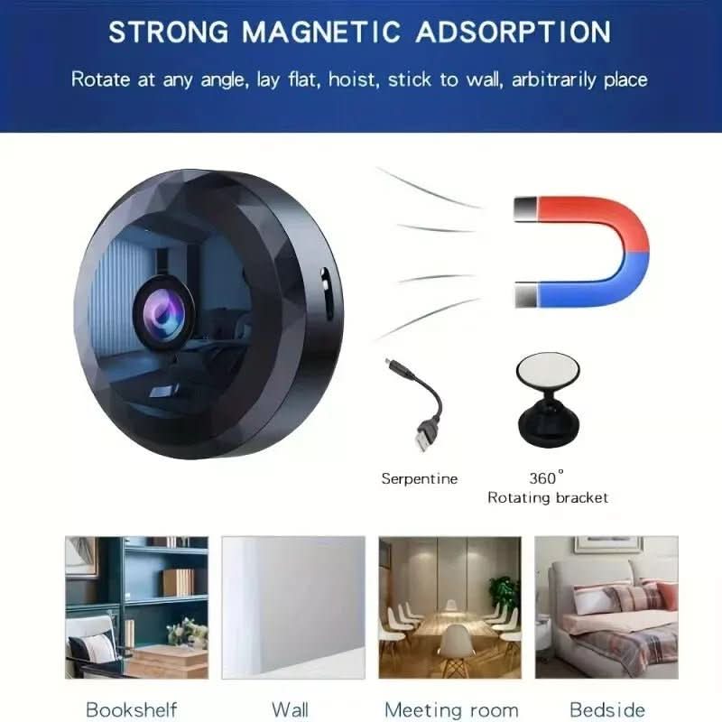 Mini Caméra de Surveillance WiFi 1080P HD Magnétique avec Vision Nocturne et Détection de Mouvement 3