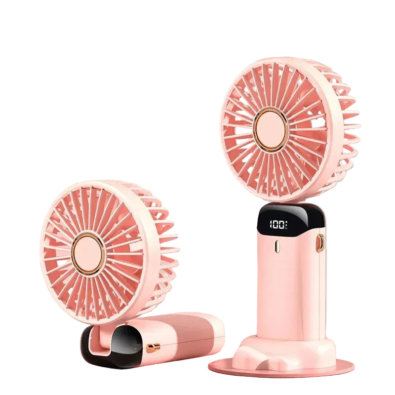 Mini Ventilateur Portable Pliable 5 Vitesses Avec Support Téléphone et Écran LED 6