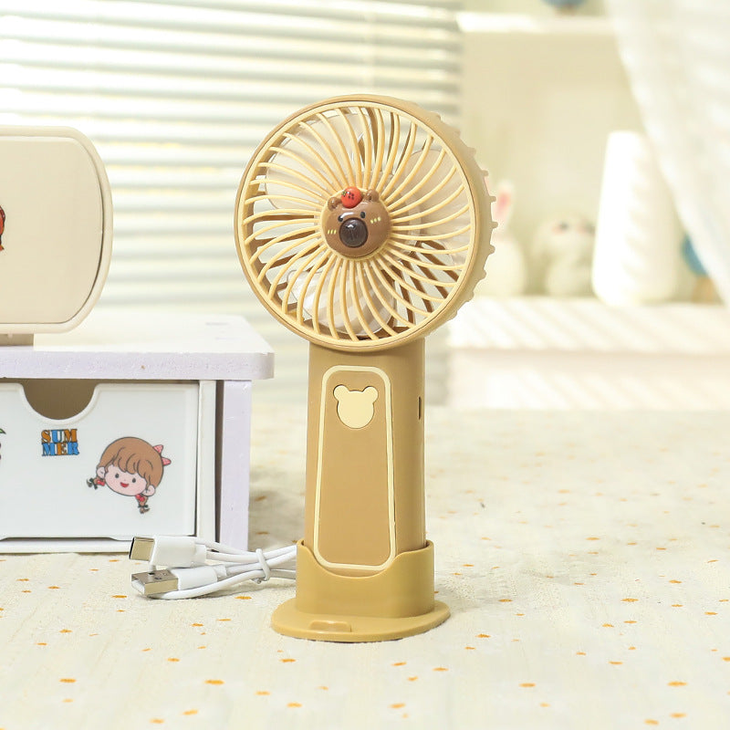 Mini Ventilateur Portable Rechargeable Design Ours pour Femme 0