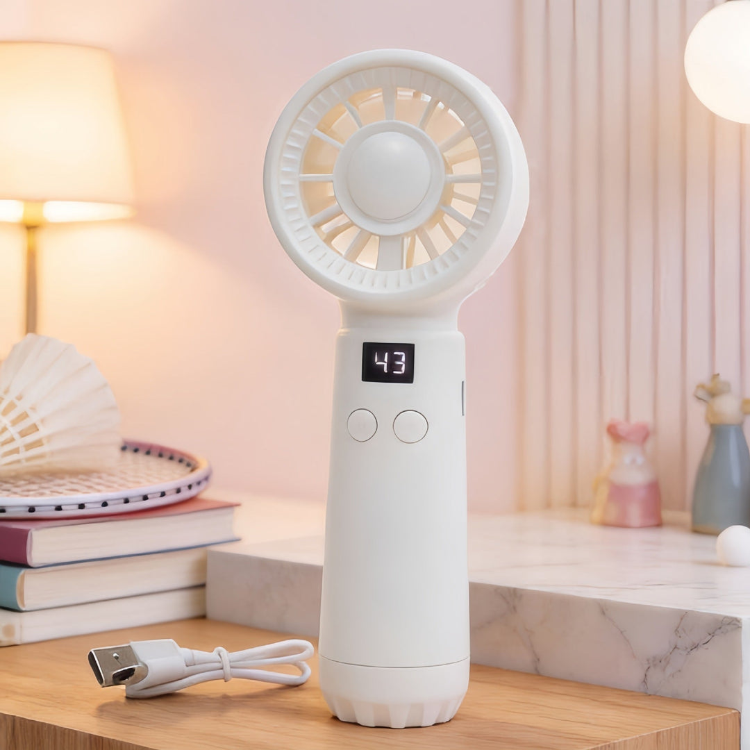 Mini Ventilateur Portable Rechargeable avec Affichage de Température pour Femme 7