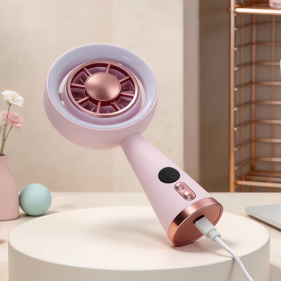 Mini Ventilateur Portable Rechargeable avec Éclairage LED et Affichage Numérique 2