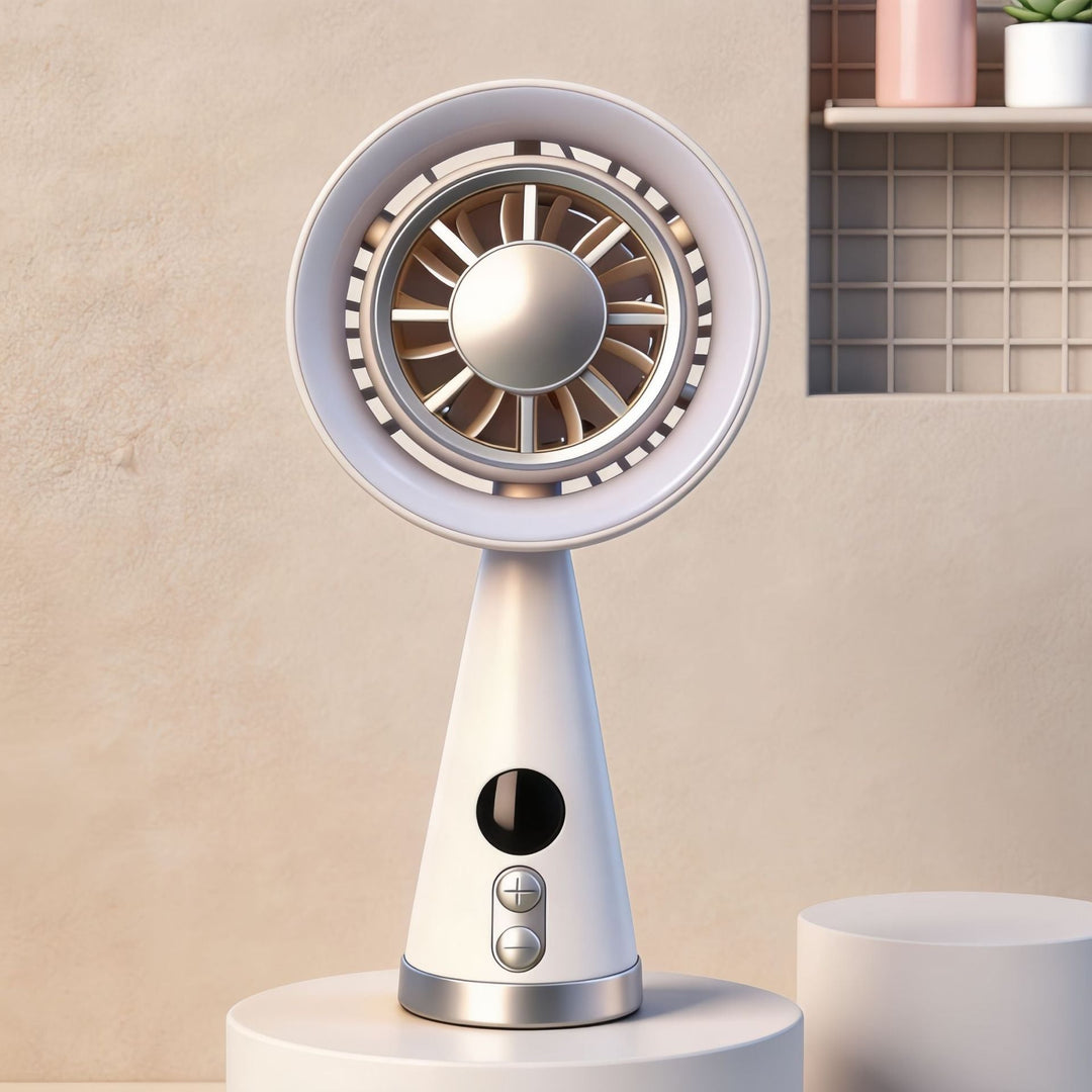 Mini Ventilateur Portable Rechargeable avec Éclairage LED et Affichage Numérique 4