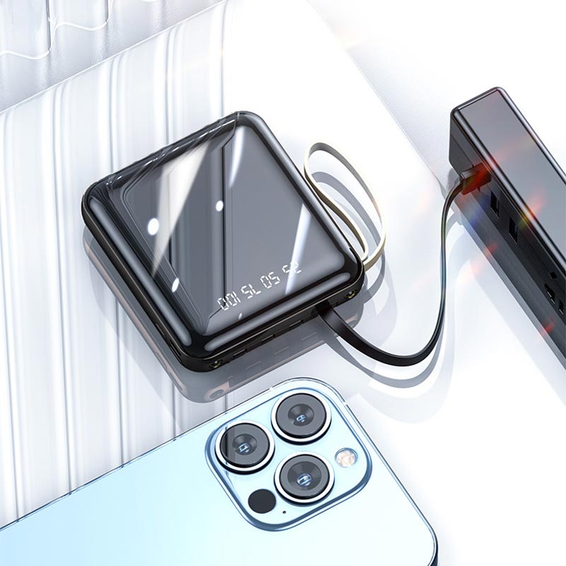 Mini banque d'alimentation portable 20 000 mAh avec câbles intégrés 4