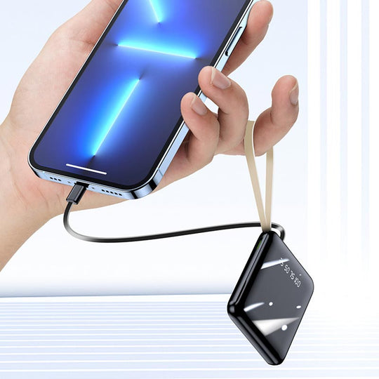 Mini banque d'alimentation portable 20 000 mAh avec câbles intégrés 5