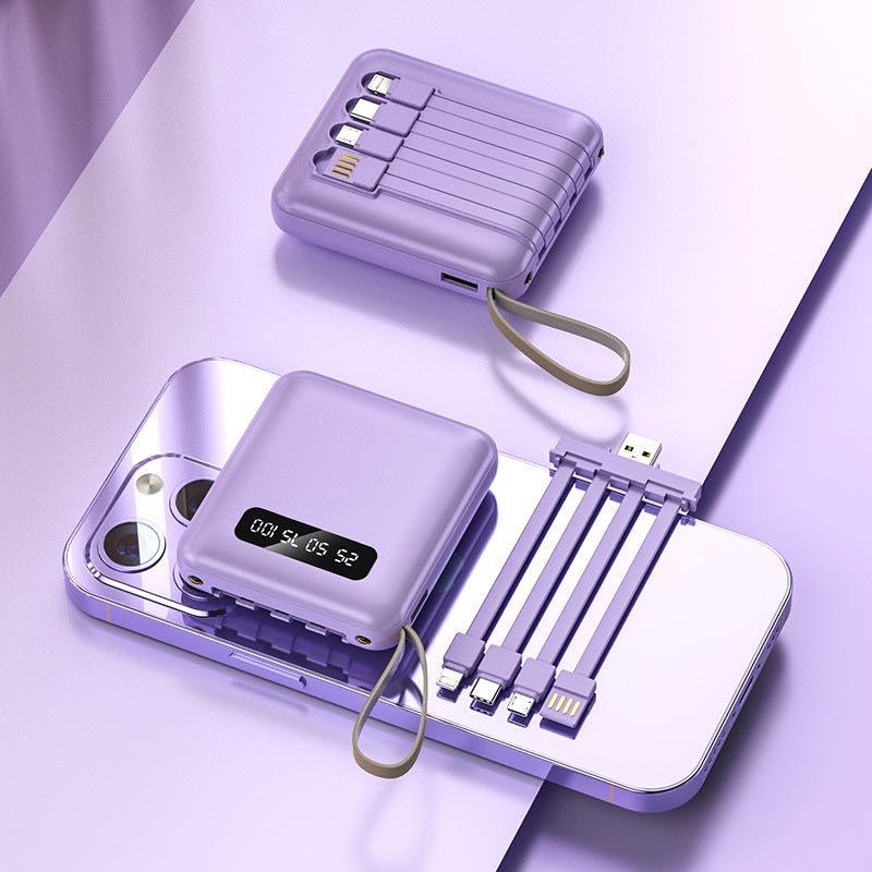 Mini banque d'alimentation portable 20 000 mAh avec câbles intégrés 8