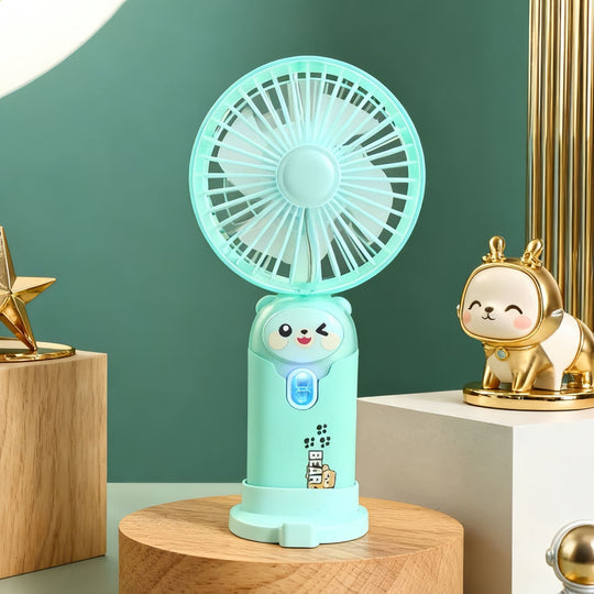 Mini ventilateur portable rechargeable USB unisexe avec support pliable et embouts amovibles 12
